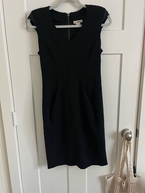 Helmut Lang Black Cap-Sleeve Sheath Dress